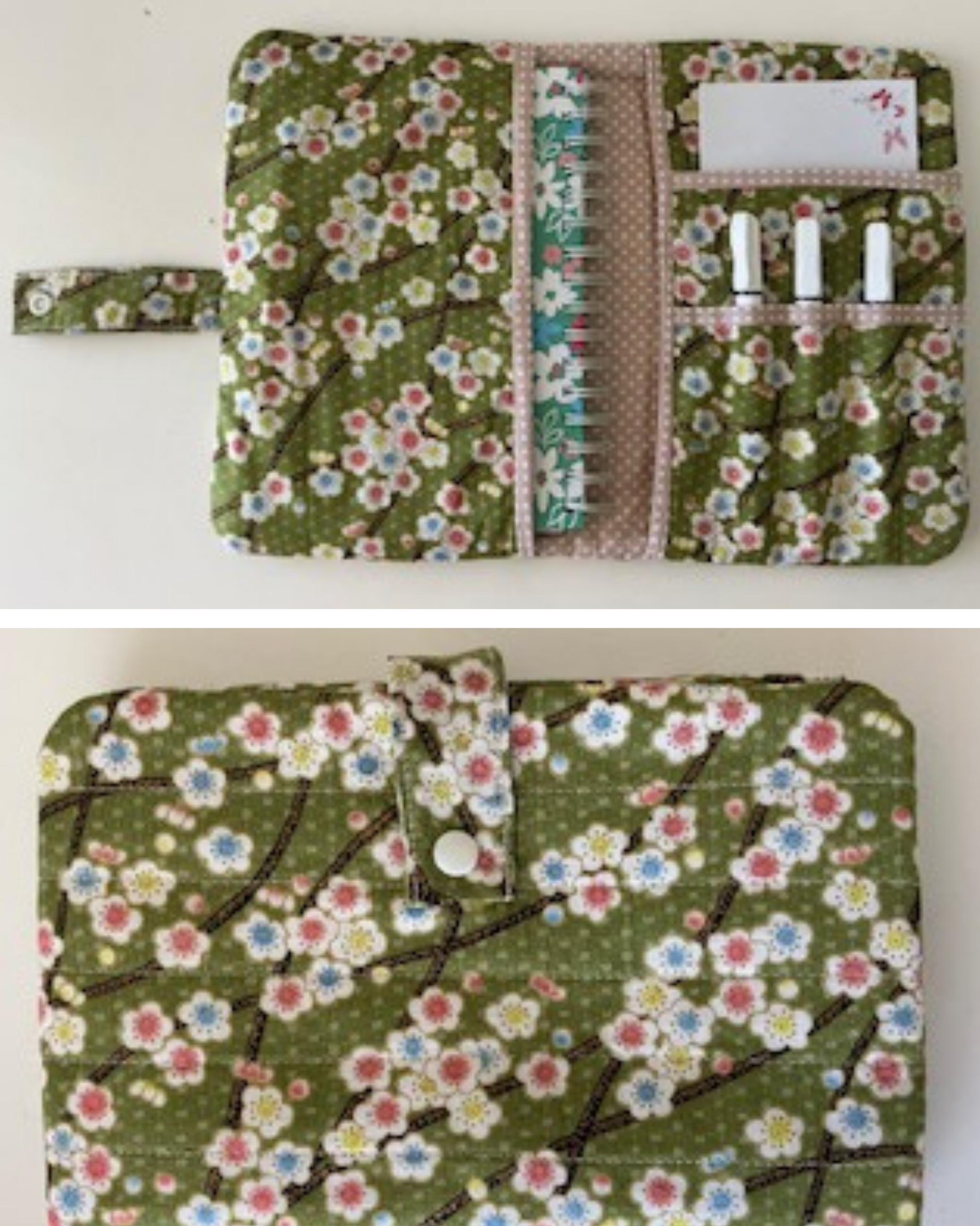 Schnittmuster zum nähen einer Buchhülle mit Innenfächern für Stifte und Notizen