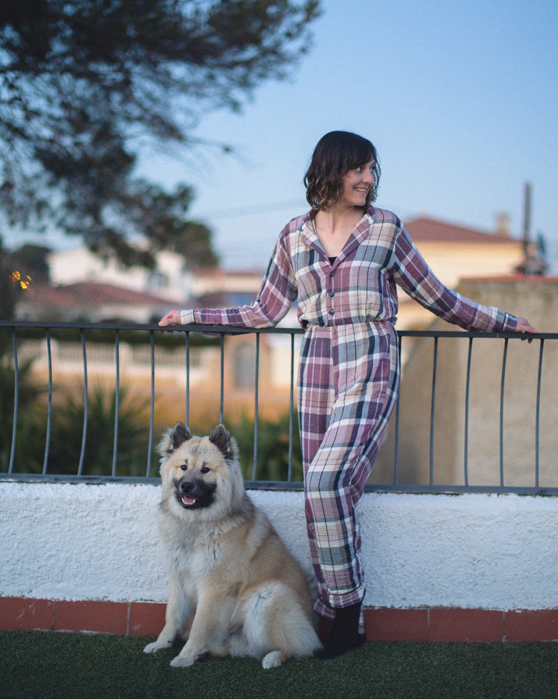 Karierten Flanell Schlafanzug für Damen selber nähen mit Schnittmuster und Anleitung