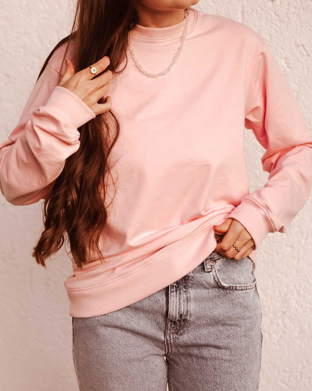 Rundhals Sweatshirt mit langarm und Bündchen nähen Schnittmuster